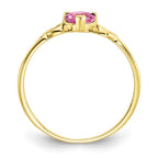 10k Polished 5mm Heart Genuine October/ Pink Tourmaline Birthstone Ring