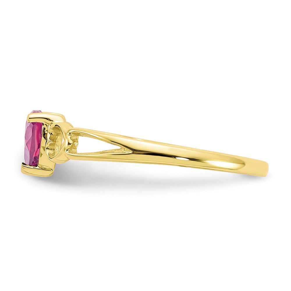 10k Polished 5mm Heart Genuine October/ Pink Tourmaline Birthstone Ring