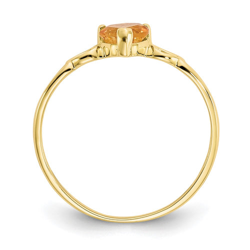 10k Polished 5mm Heart Genuine November/ Citrine Birthstone Ring