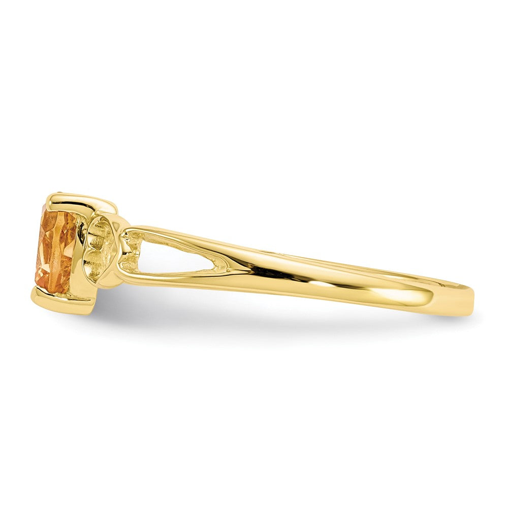10k Polished 5mm Heart Genuine November/ Citrine Birthstone Ring