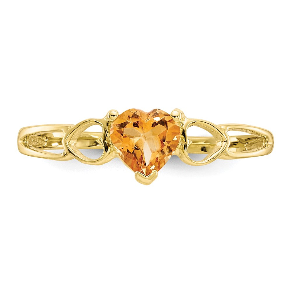 10k Polished 5mm Heart Genuine November/ Citrine Birthstone Ring