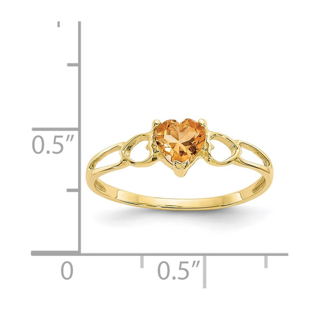10k Polished 5mm Heart Genuine November/ Citrine Birthstone Ring