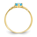 10k Polished 5mm Heart Genuine December/ Blue Topaz Birthstone Ring