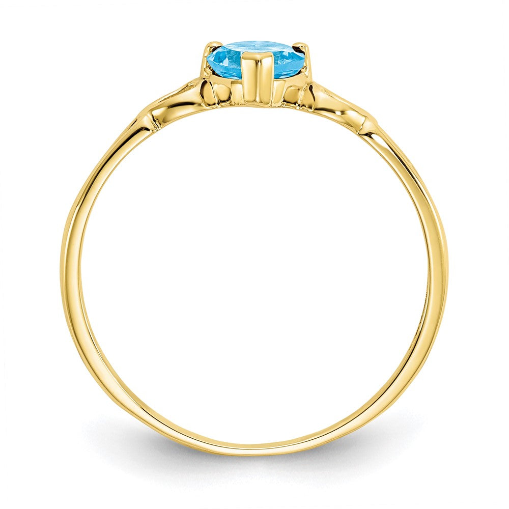 10k Polished 5mm Heart Genuine December/ Blue Topaz Birthstone Ring