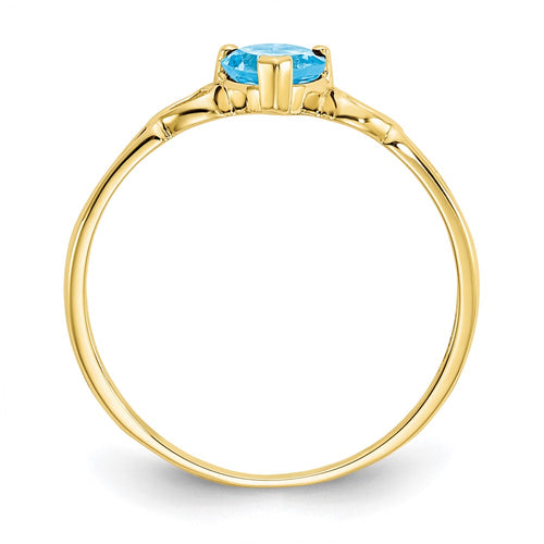 10k Polished 5mm Heart Genuine December/ Blue Topaz Birthstone Ring