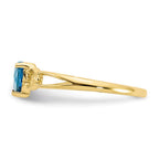 10k Polished 5mm Heart Genuine December/ Blue Topaz Birthstone Ring