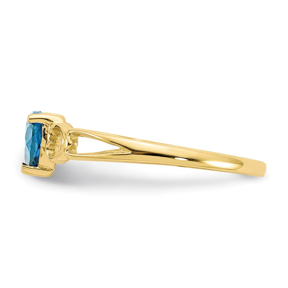 10k Polished 5mm Heart Genuine December/ Blue Topaz Birthstone Ring