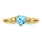 10k Polished 5mm Heart Genuine December/ Blue Topaz Birthstone Ring