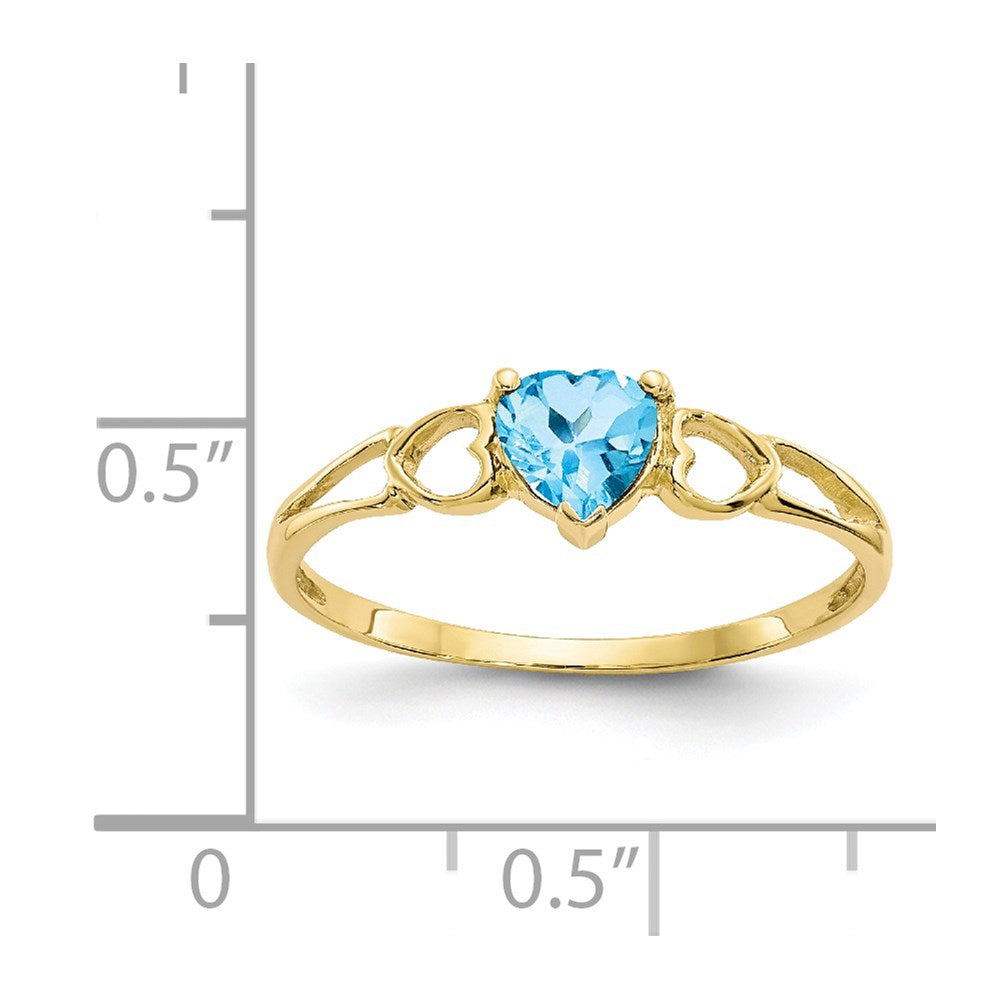 10k Polished 5mm Heart Genuine December/ Blue Topaz Birthstone Ring