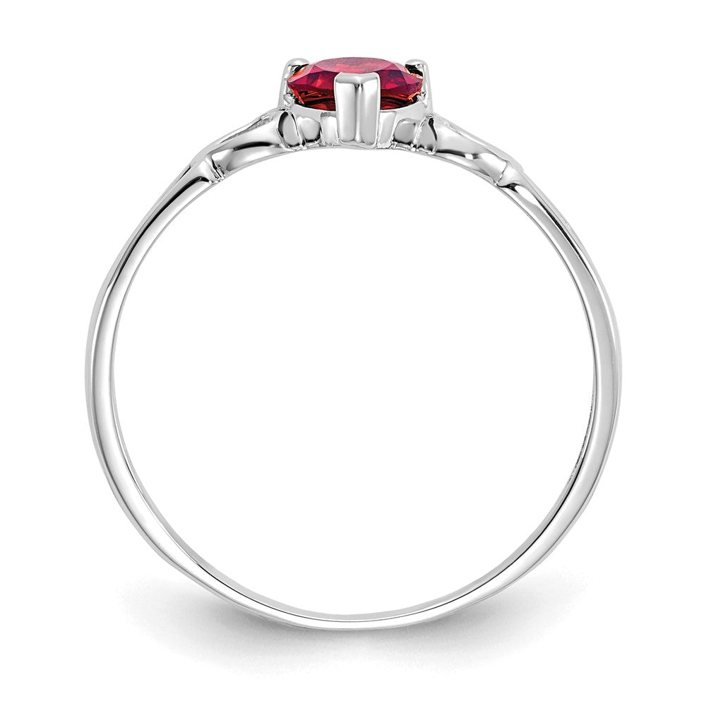 10k White Gold Polished 5mm Heart Genuine January/ Garnet Birthstone Ring