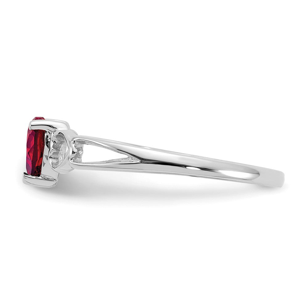 10k White Gold Polished 5mm Heart Genuine January/ Garnet Birthstone Ring