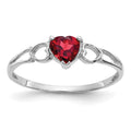 10k White Gold Polished 5mm Heart Genuine January/ Garnet Birthstone Ring