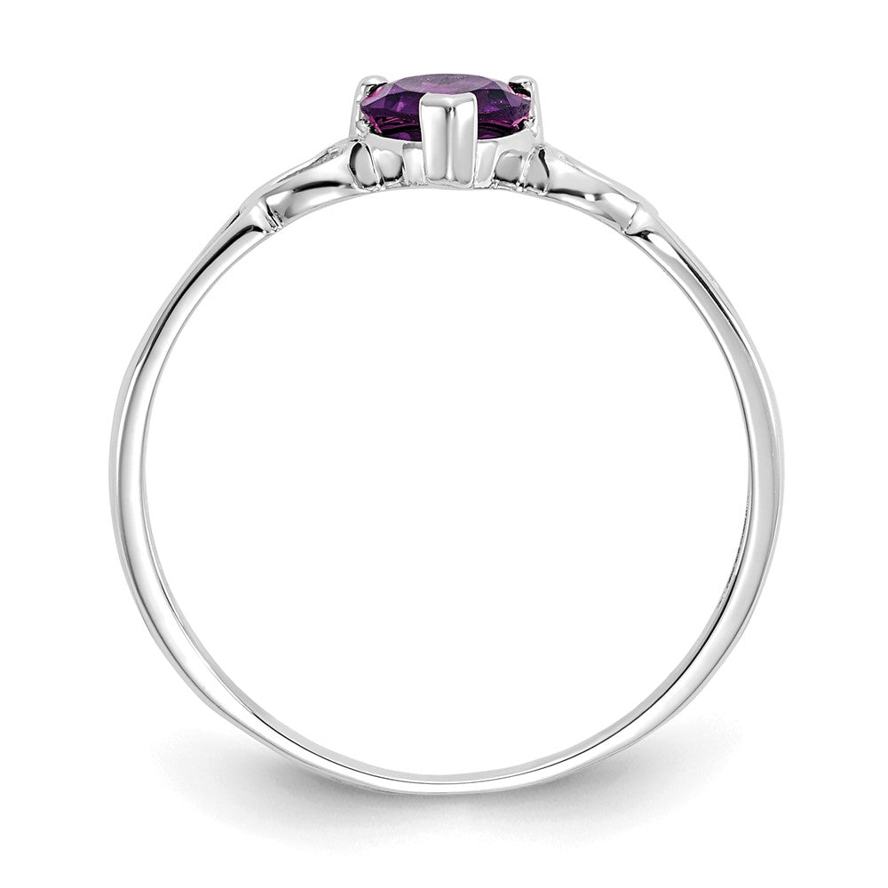 10k White Gold Polished 5mm Heart Genuine February/ Amethyst Birthstone Ring