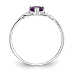 10k White Gold Polished 5mm Heart Genuine February/ Amethyst Birthstone Ring