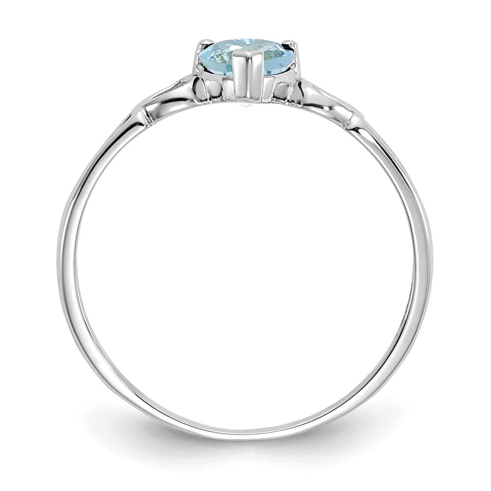 10k White Gold Polished 5mm Heart Genuine March/ Aquamarine Birthstone Ring