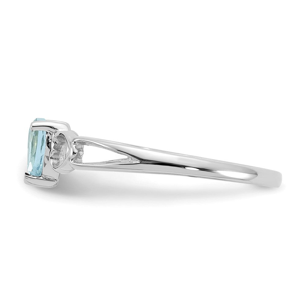 10k White Gold Polished 5mm Heart Genuine March/ Aquamarine Birthstone Ring