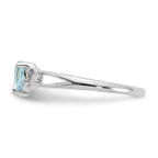 10k White Gold Polished 5mm Heart Genuine March/ Aquamarine Birthstone Ring