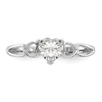 10k White Gold Polished 5mm Heart Genuine April/ White Topaz Birthstone Ring