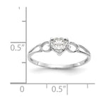 10k White Gold Polished 5mm Heart Genuine April/ White Topaz Birthstone Ring