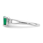10k White Gold Polished 5mm Heart Genuine May/ Emerald Birthstone Ring