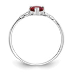 10k White Gold Polished 5mm Heart Genuine June/ Rhodolite Garnet Birthstone Ring