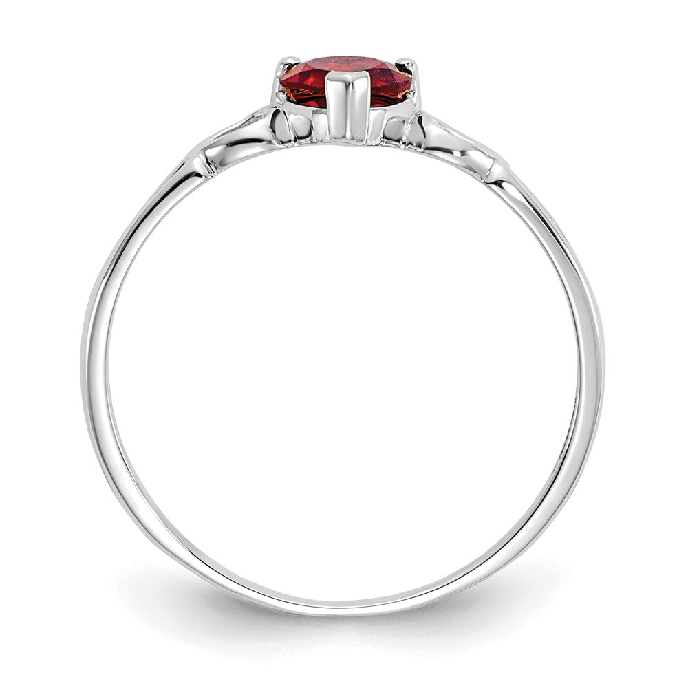 10k White Gold Polished 5mm Heart Genuine June/ Rhodolite Garnet Birthstone Ring