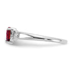 10k White Gold Polished 5mm Heart Genuine June/ Rhodolite Garnet Birthstone Ring