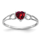 10k White Gold Polished 5mm Heart Genuine June/ Rhodolite Garnet Birthstone Ring