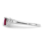 10k White Gold Polished 5mm Heart Genuine July/ Ruby Birthstone Ring