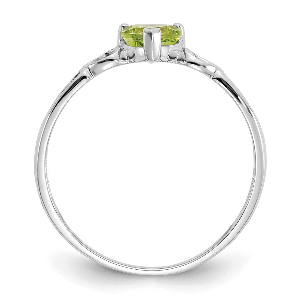 10k White Gold Polished 5mm Heart Genuine August/ Peridot Birthstone Ring