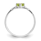 10k White Gold Polished 5mm Heart Genuine August/ Peridot Birthstone Ring