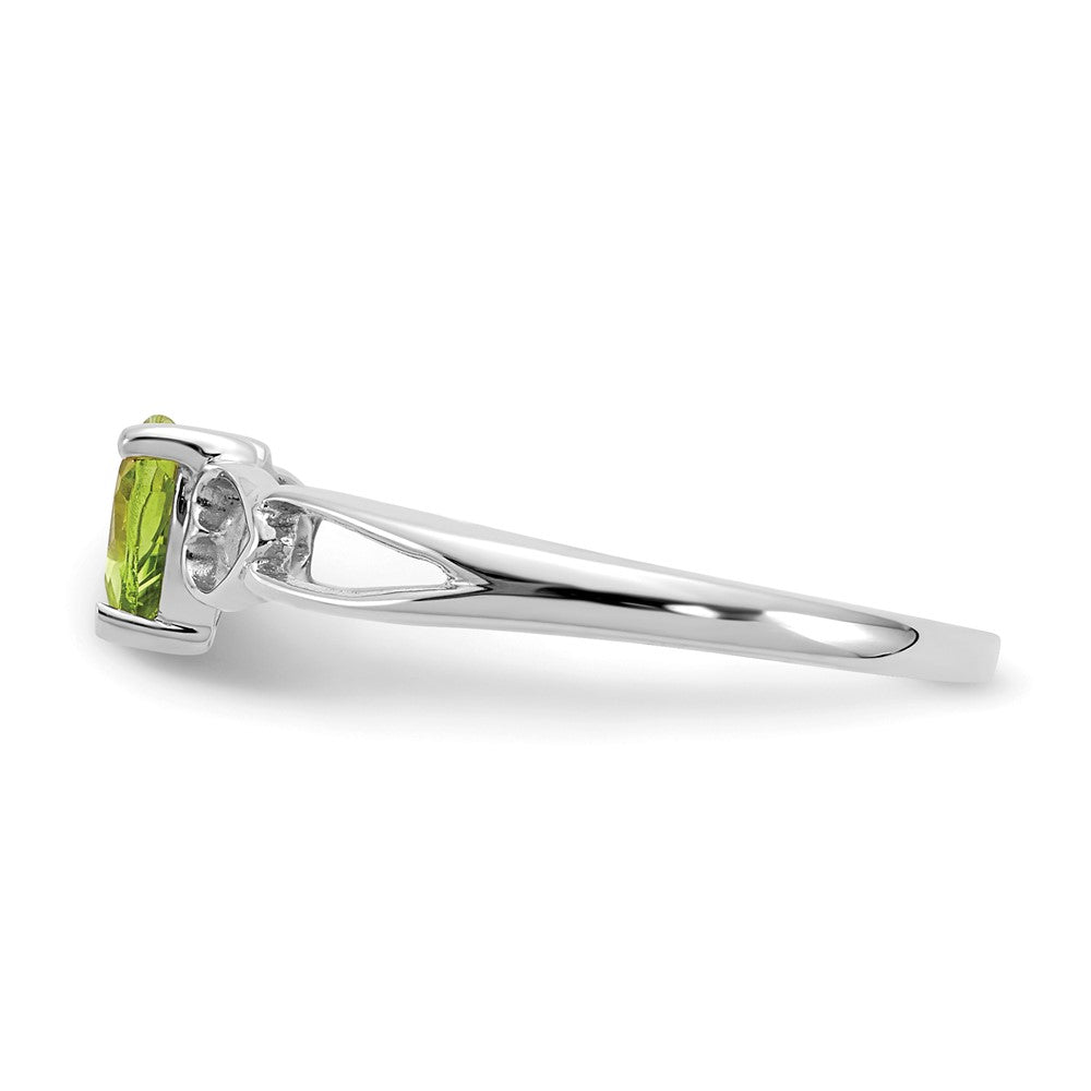 10k White Gold Polished 5mm Heart Genuine August/ Peridot Birthstone Ring