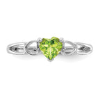 10k White Gold Polished 5mm Heart Genuine August/ Peridot Birthstone Ring