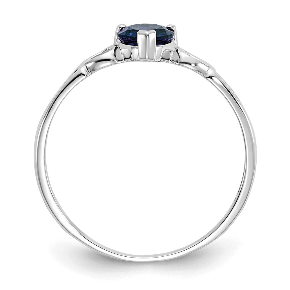 10k White Gold Polished 5mm Heart Genuine September/ Sapphire Birthstone Ring