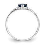 10k White Gold Polished 5mm Heart Genuine September/ Sapphire Birthstone Ring