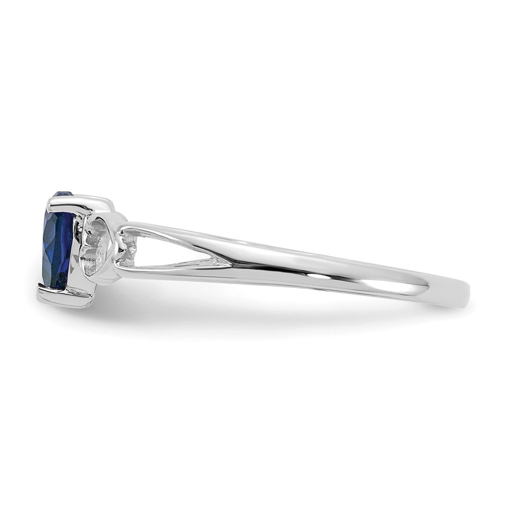 10k White Gold Polished 5mm Heart Genuine September/ Sapphire Birthstone Ring