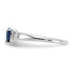 10k White Gold Polished 5mm Heart Genuine September/ Sapphire Birthstone Ring