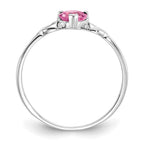 10k White Gold Polished 5mm Heart Genuine October/ Pink Tourmaline Birthstone Ring