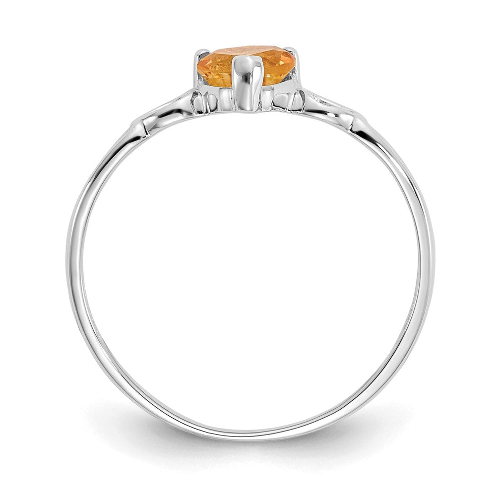 10k White Gold Polished 5mm Heart Genuine November/ Citrine Birthstone Ring