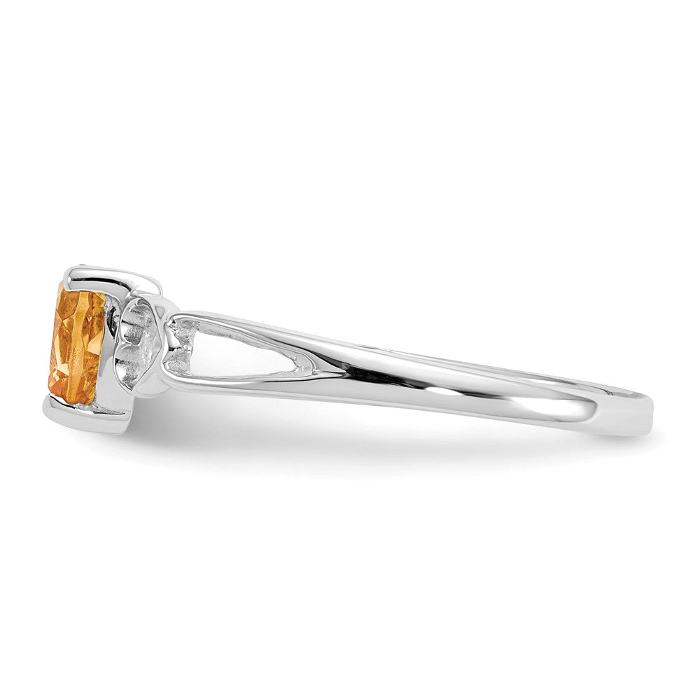 10k White Gold Polished 5mm Heart Genuine November/ Citrine Birthstone Ring