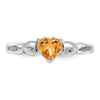 10k White Gold Polished 5mm Heart Genuine November/ Citrine Birthstone Ring