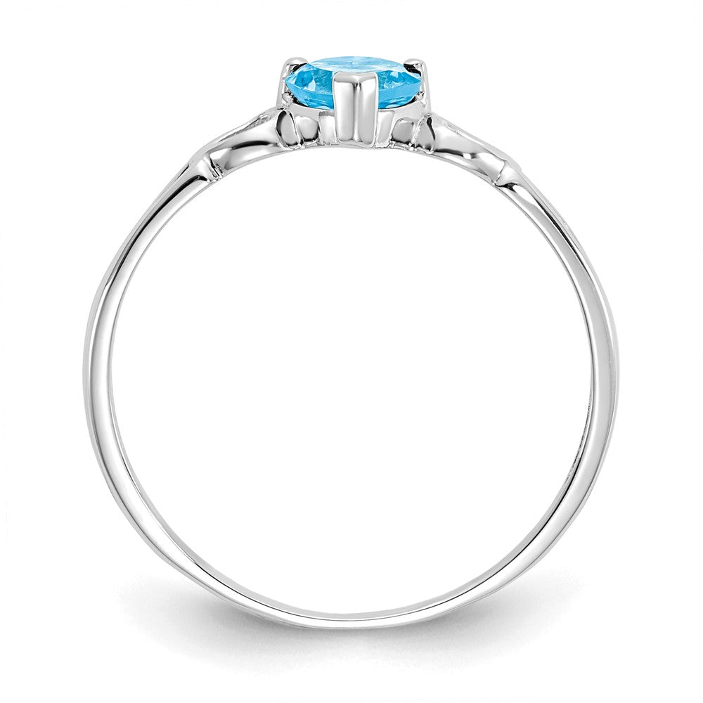 10k White Gold Polished 5mm Heart Genuine December/ Blue Topaz Birthstone Ring