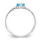 10k White Gold Polished 5mm Heart Genuine December/ Blue Topaz Birthstone Ring