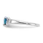 10k White Gold Polished 5mm Heart Genuine December/ Blue Topaz Birthstone Ring