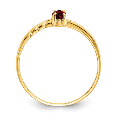 10k Polished 6x3mm Marquise Genuine January/ Garnet Birthstone Ring