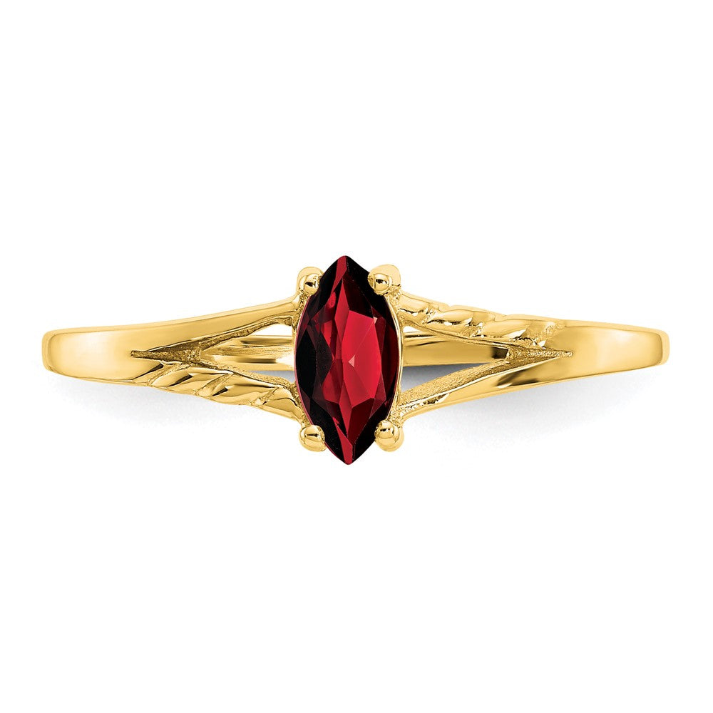 10k Polished 6x3mm Marquise Genuine January/ Garnet Birthstone Ring