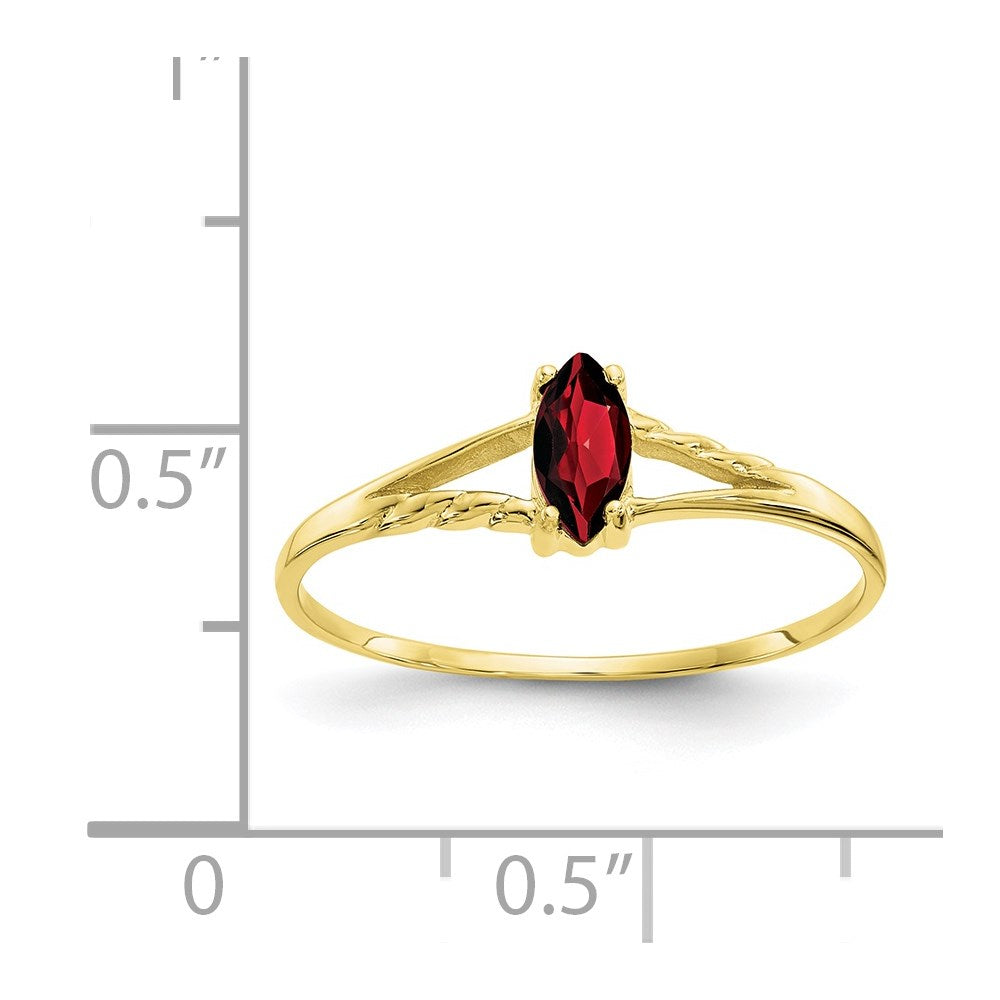 10k Polished 6x3mm Marquise Genuine January/ Garnet Birthstone Ring
