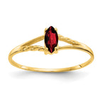 10k Polished 6x3mm Marquise Genuine January/ Garnet Birthstone Ring