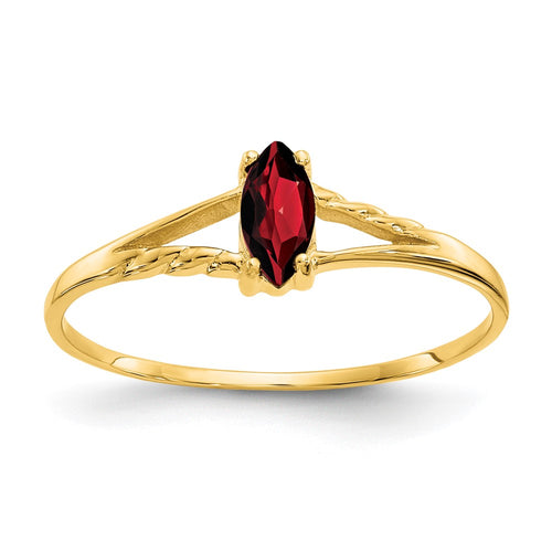 10k Polished 6x3mm Marquise Genuine January/ Garnet Birthstone Ring