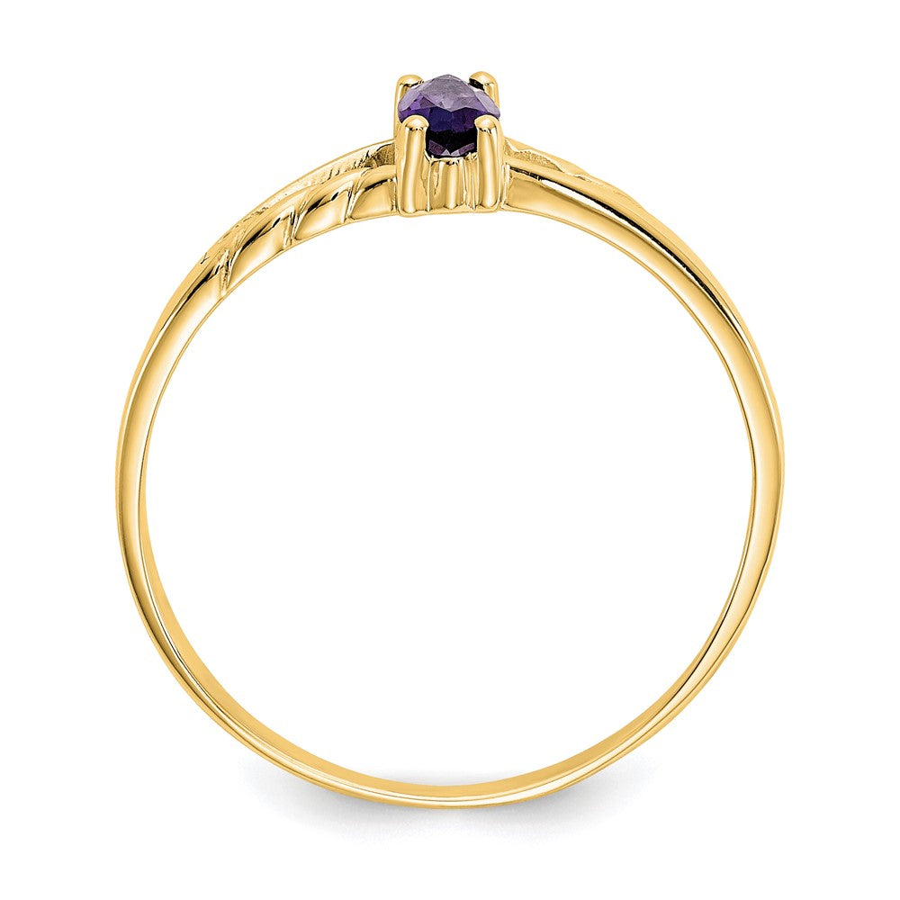 10k Polished 6x3mm Marquise Genuine February/ Amethyst Birthstone Ring